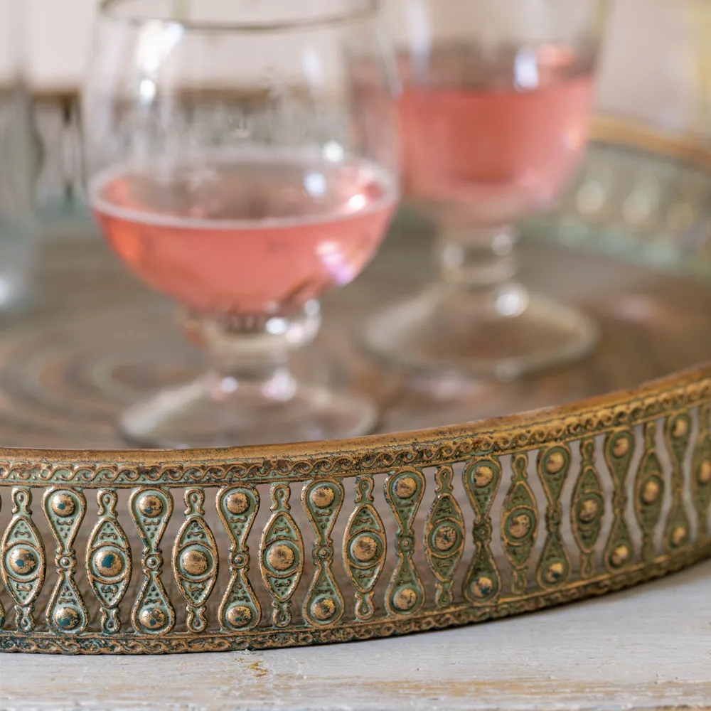 Round Maroc Tray - Antique Gold