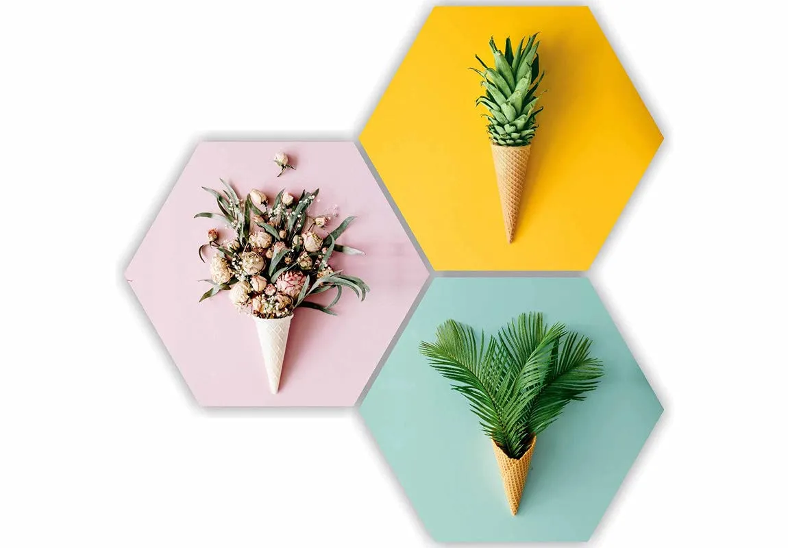 SAF Motivational Quotes Digital Reprint Painting (19 x 19 inch) - Set of 4 SANFSD26N & Preety Floral Flower and Leaf in Cone Pot 3 Piece,Multicolour