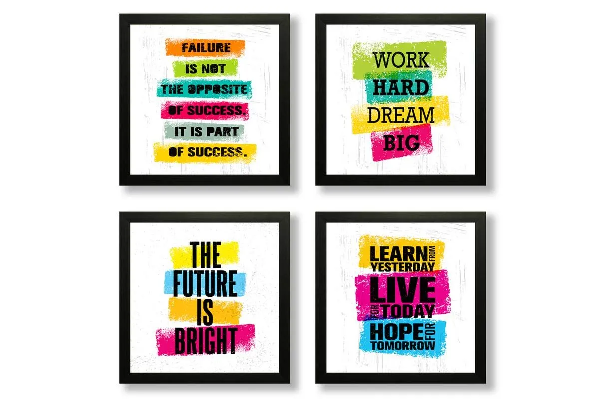 SAF Motivational Quotes Digital Reprint Painting (19 x 19 inch) - Set of 4 SANFSD26N & Preety Floral Flower and Leaf in Cone Pot 3 Piece,Multicolour
