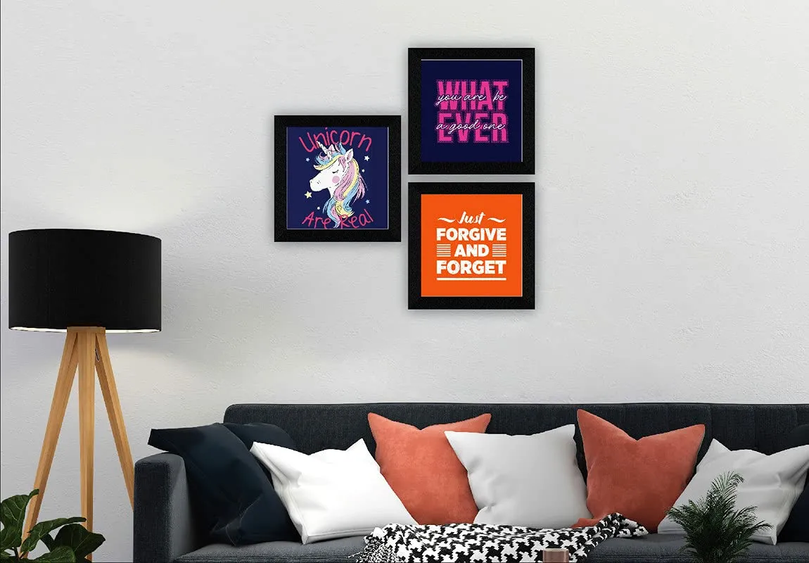 SAF paintings Engineered Wood, Quote, Landscapes, motivational, Flowers Framed Painting, Multicolour, UV Textured, 10 Inch X 10 Inch SANFQT31485