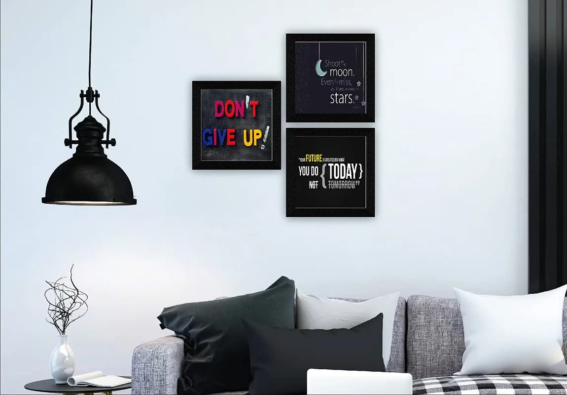 SAF paintings Engineered Wood, Quote, Landscapes, motivational, Flowers Framed Painting, Multicolour, UV Textured, 10 Inch X 10 Inch SANFQT31487