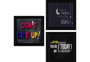 SAF paintings Engineered Wood, Quote, Landscapes, motivational, Flowers Framed Painting, Multicolour, UV Textured, 10 Inch X 10 Inch SANFQT31487