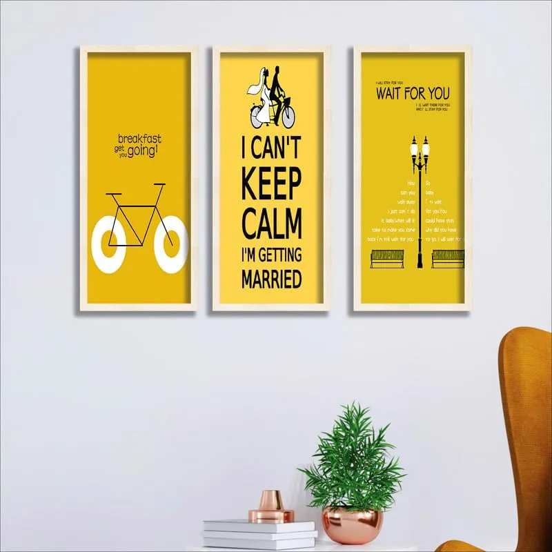 SAF paintings Set Of 3 Motivational Quotes Brown Frame painting for Wall Decoration SA- NATURALLP33514