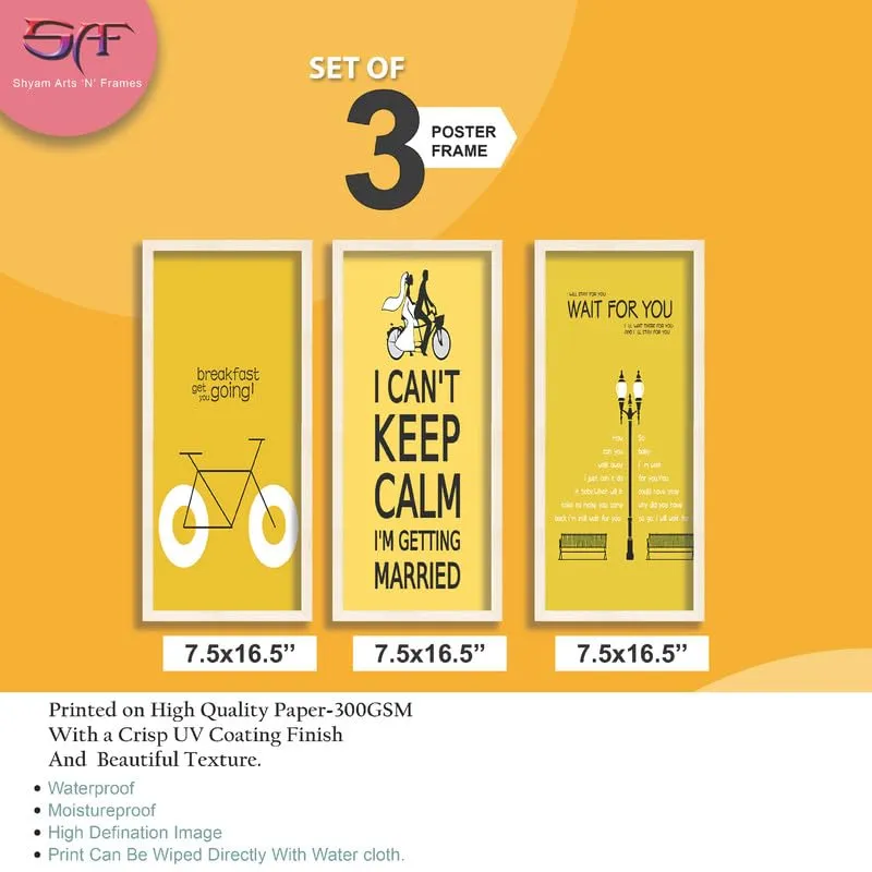 SAF paintings Set Of 3 Motivational Quotes Brown Frame painting for Wall Decoration SA- NATURALLP33514