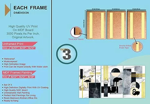 SAF paintings Set Of 3 Motivational Quotes MDF Self Installation Digital Reprint Painting SA-SANFSX32163