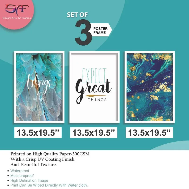 SAF paintings Set of 3 Motivational Quotes Wall Painting for Home Decoration SA-WHITEMX33513