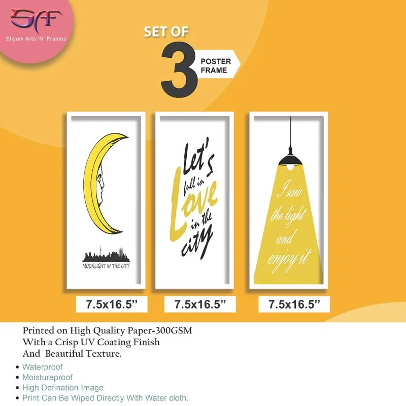 SAF paintings Set Of 3 Motivational Quotes White Frame painting for Wall Decoration SA-WHITELP33517