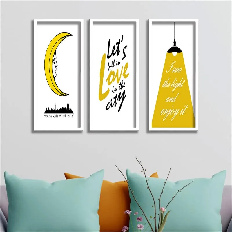 SAF paintings Set Of 3 Motivational Quotes White Frame painting for Wall Decoration SA-WHITELP33517