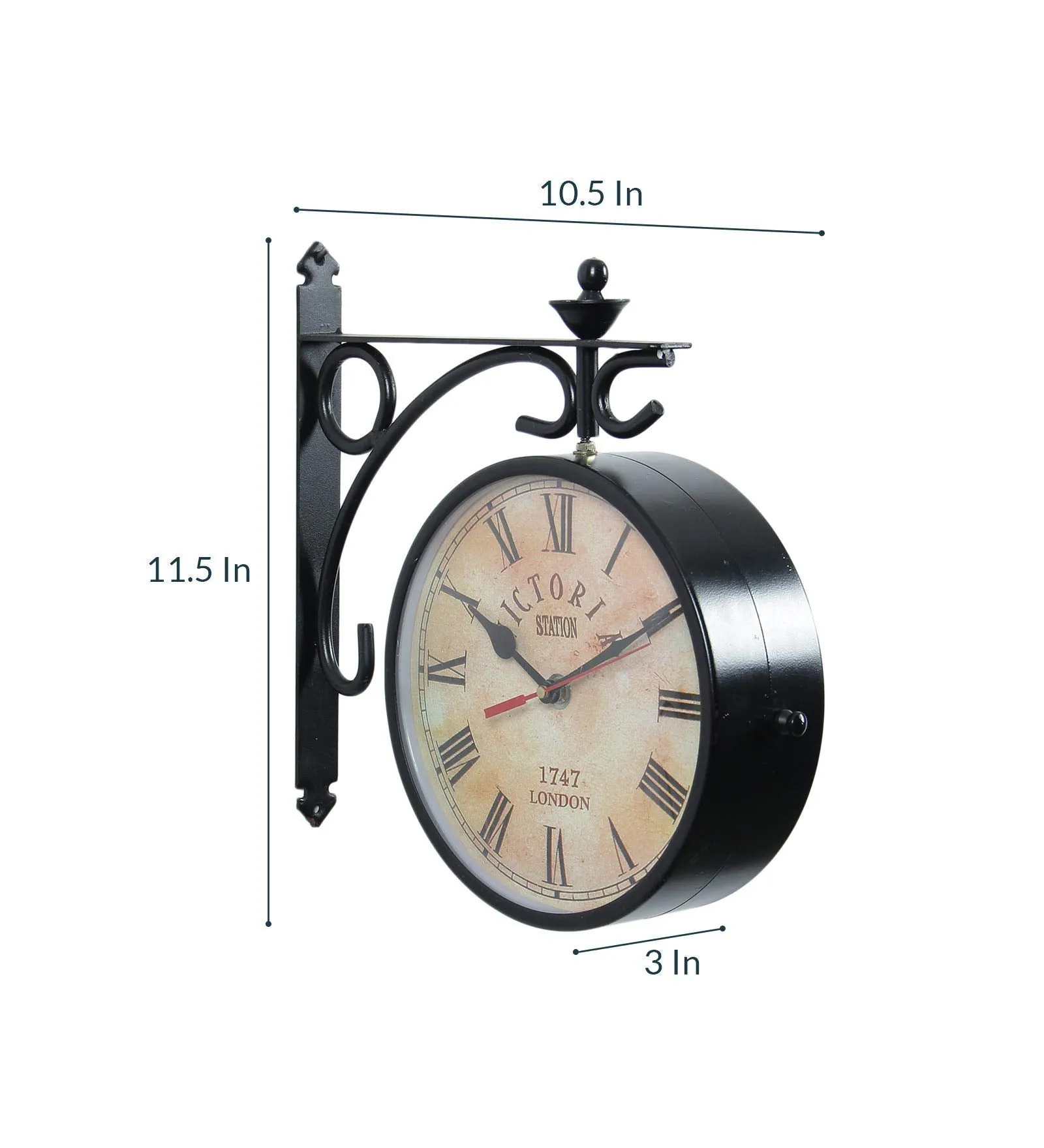 SAREE HOUSE Metal Antique Double Sided Station Clock (Black) 10 Inch