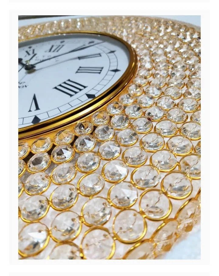 SARKAR SAHAB Beautiful Decorative Timepiece with Sparkling Crystal Accents for The Home or Office, The Exquisite Crystal Table Clock is a Unique Gift idea. (43X43 CM)