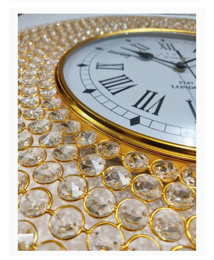 SARKAR SAHAB Beautiful Decorative Timepiece with Sparkling Crystal Accents for The Home or Office, The Exquisite Crystal Table Clock is a Unique Gift idea. (43X43 CM)