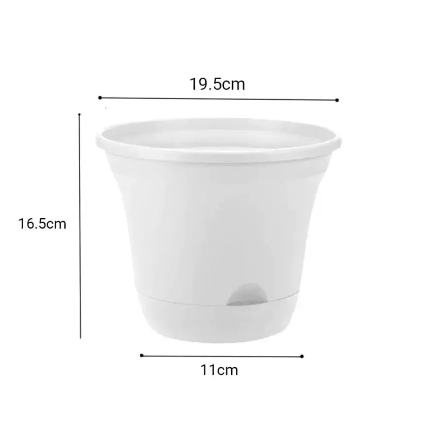 Set of 2 x 19.5 cm White Plastic Self Watering Planter for Indoor or Outdoor