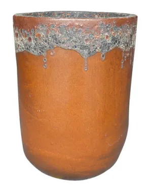 Tall Honey-Brown Ceramic Planter Set - Volcanic Glaze Finish for Indoor & Outdoor Gardening(set of 3)