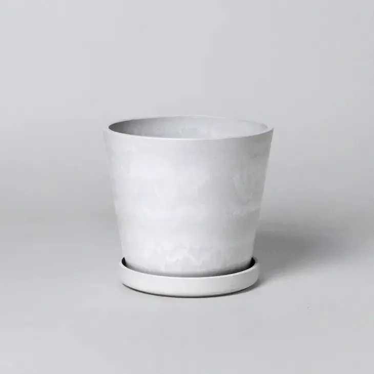 Tapered Upcycled Planter Pot & Saucer 7 Inch