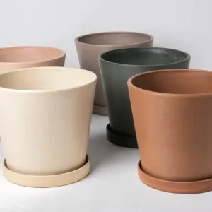 Tapered Upcycled Planter Pot & Saucer 7 Inch