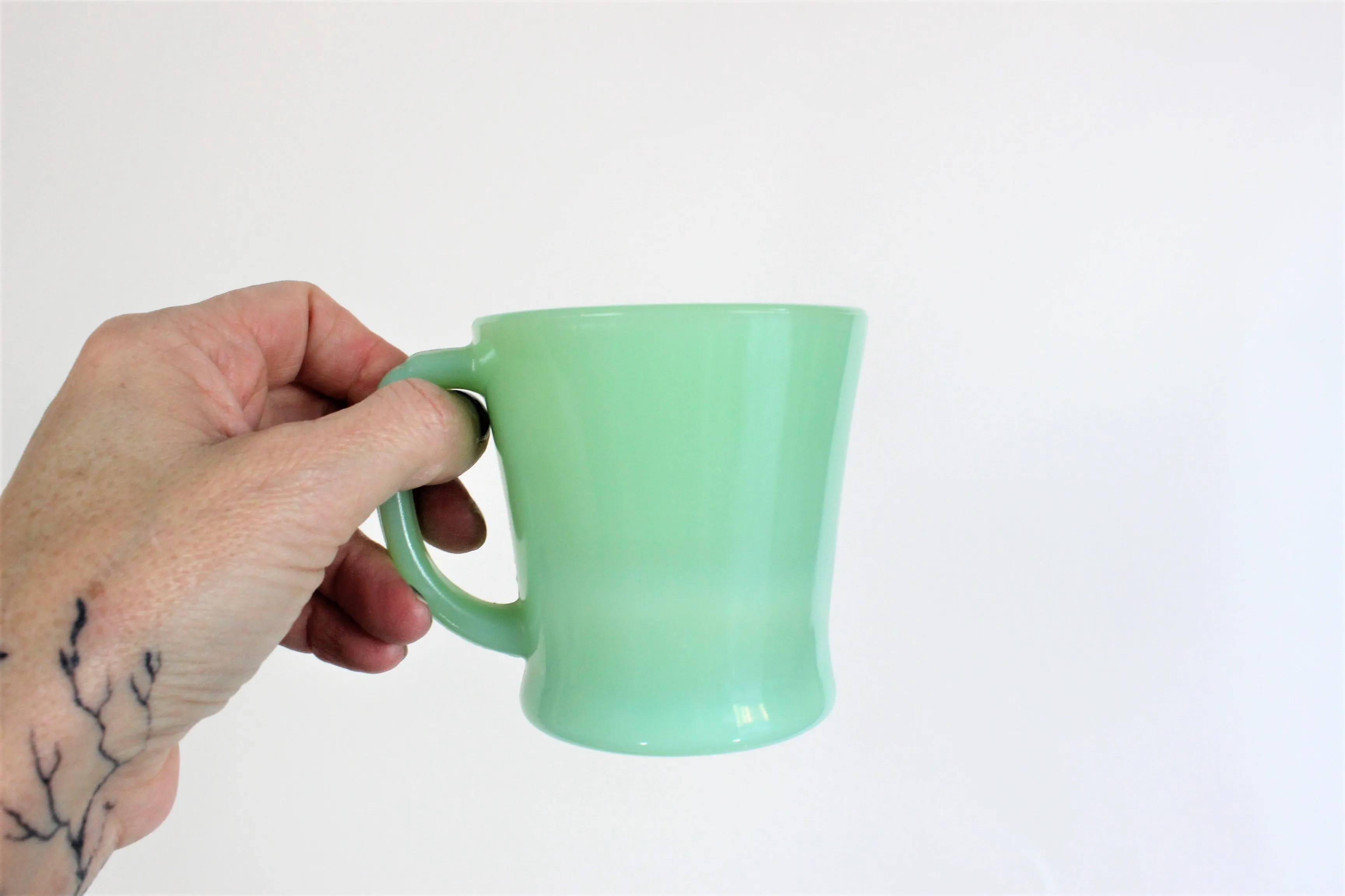 Vintage 1950s Jadeite Coffee Cups And Bowls