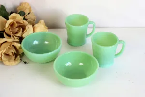 Vintage 1950s Jadeite Coffee Cups And Bowls