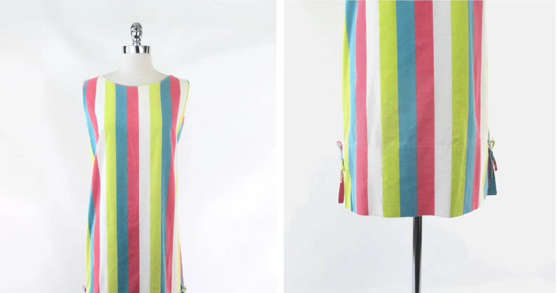 Vintage 60s Atomic Stripe Shift Dress M