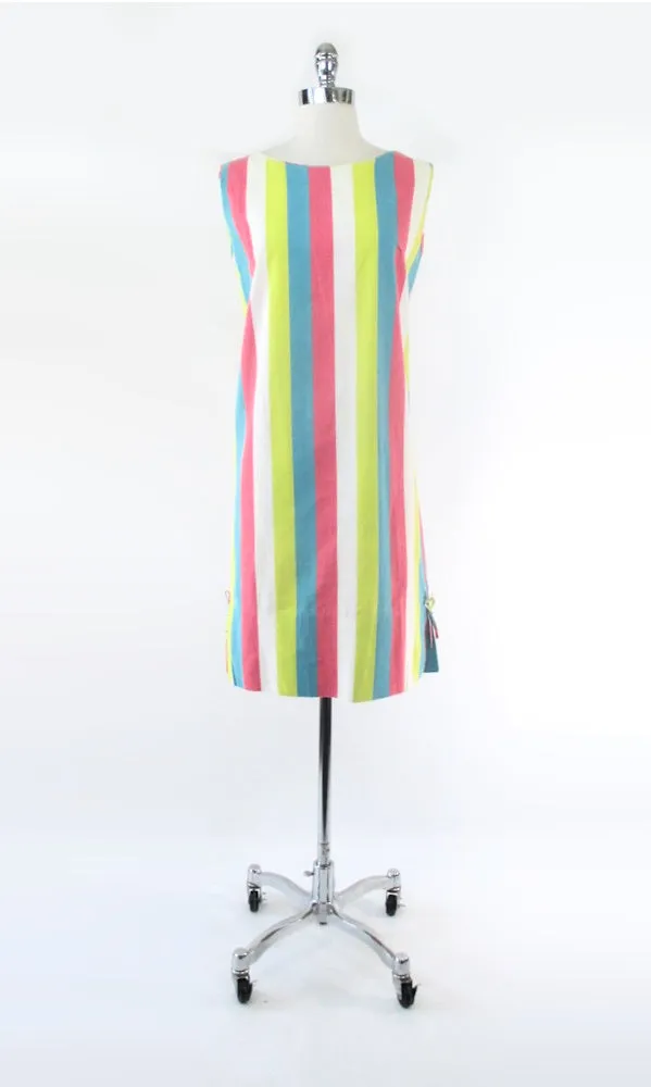 Vintage 60s Atomic Stripe Shift Dress M