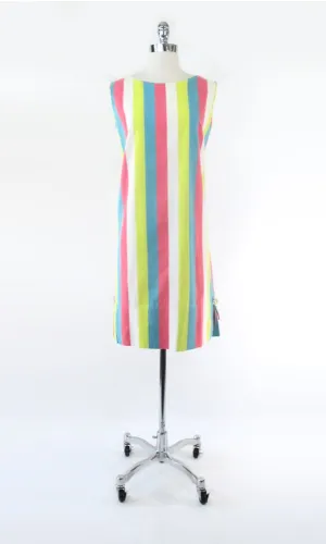 Vintage 60s Atomic Stripe Shift Dress M