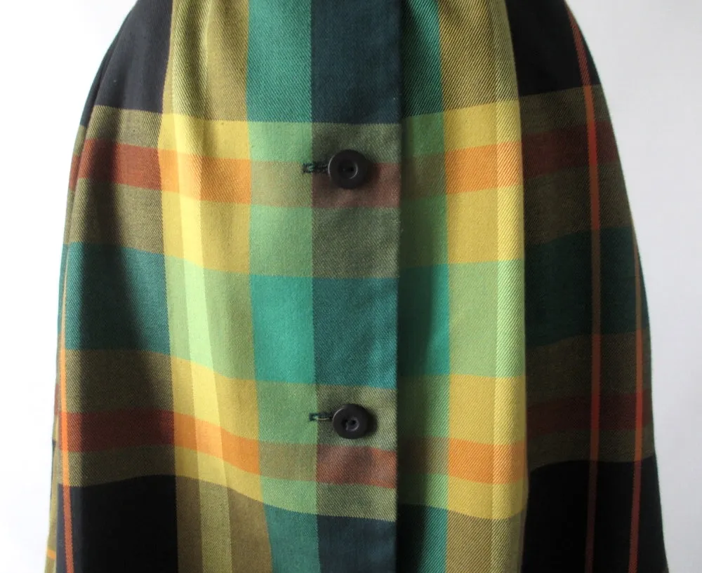 Vintage 60s Koratron Plaid Shirtdress Dress L
