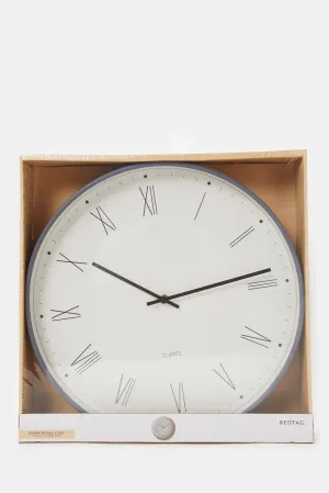 White And Grey Wall Clock With Thin Frame