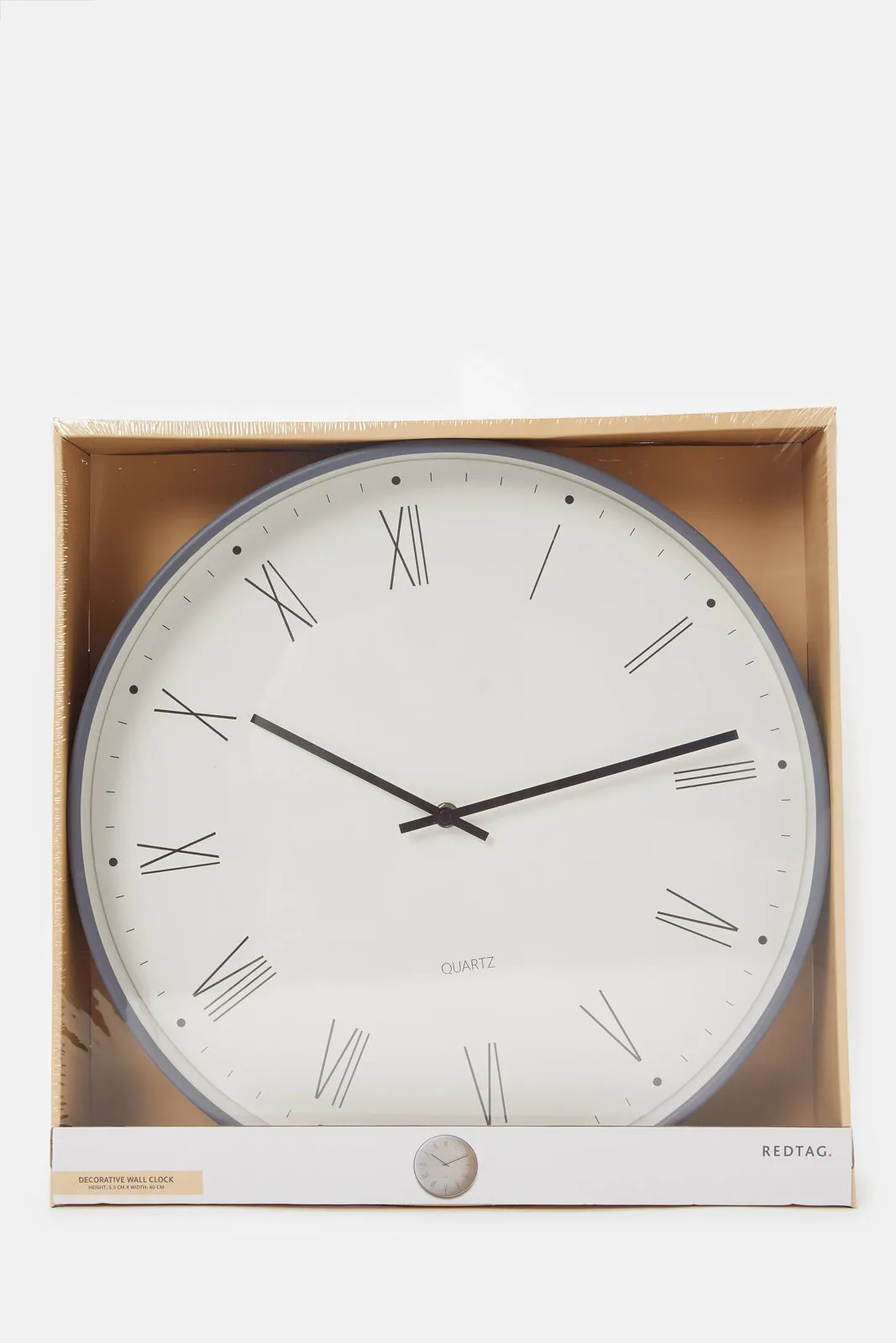 White And Grey Wall Clock With Thin Frame