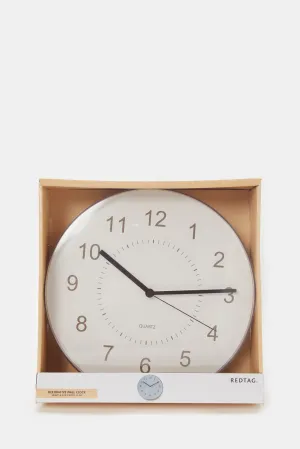 White Wall Clock With Numbers And Thin Frame