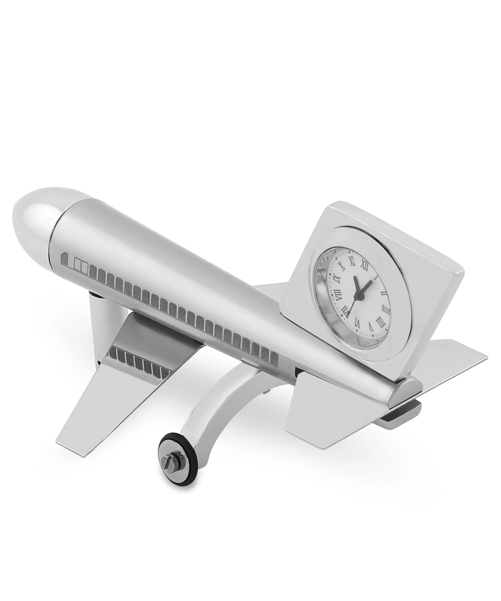 ZAHEPA Aeroplane Miniature Desk Clock | Stylish and Elegant Timepiece for Office Table Decoration | Metal Paper Weights with Sleek Chrome Finish | Ideal Gift for Aviation Enthusiasts.